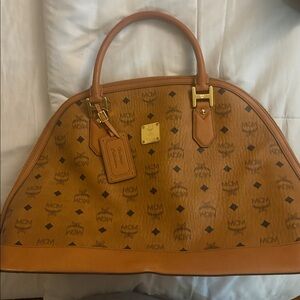 Authentic large MCM Cognac Visetos Tote Bag